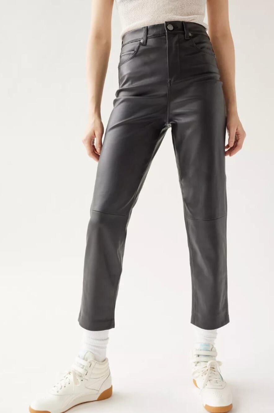 BLANKNYC Need You Tonight Vegan Faux Leather Cropped Pants Black Size 26 NWT